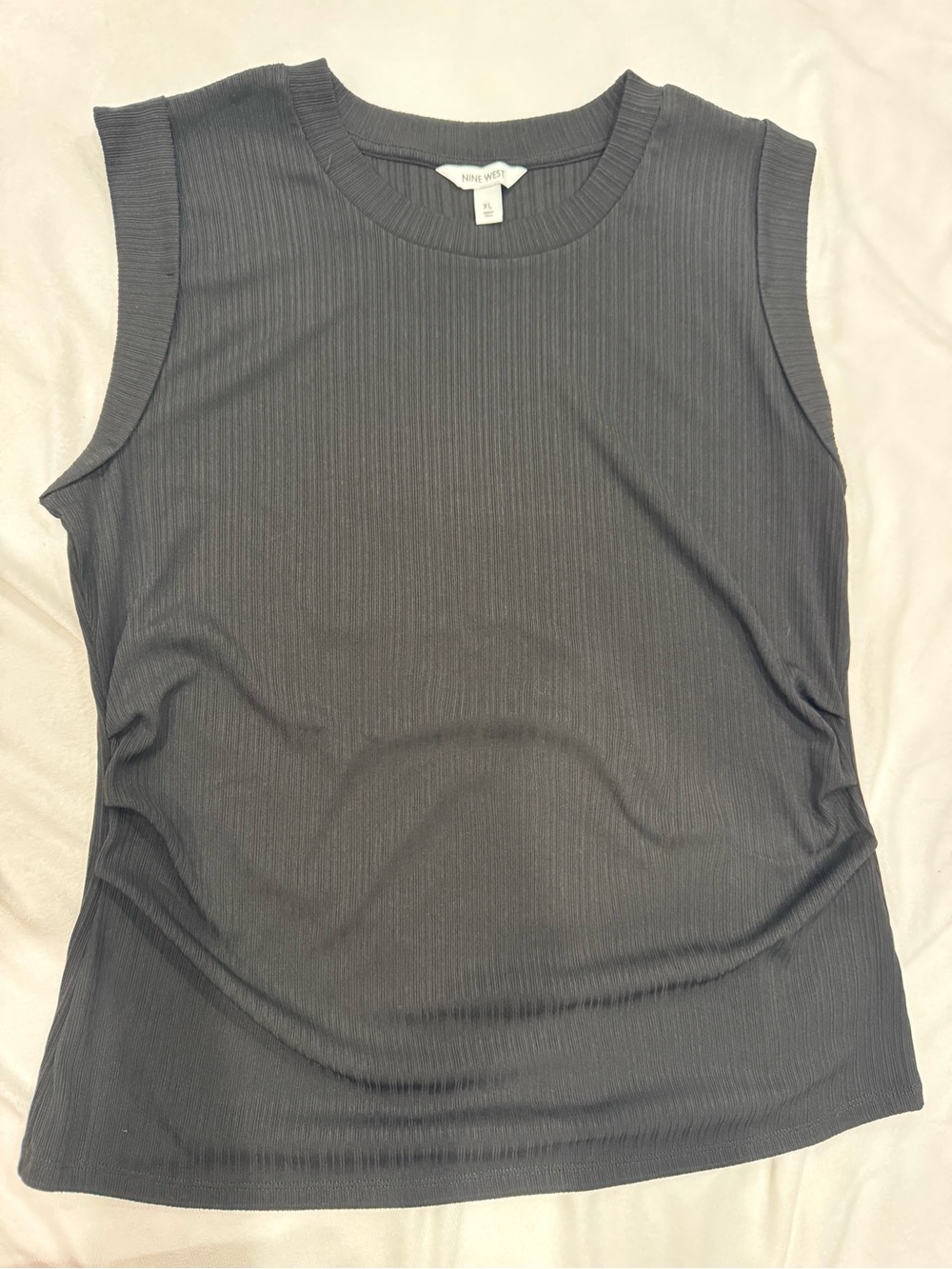 Nine West Black Ribbed Crewneck Tank - Women's